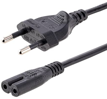 StarTech Laptop Stromkabel 2m, Eurostecker/C7, 2.5A (752E-2M-POWER-LEAD) | 250V, 18AWG, Schwarz, Notebook Netzkabel, Kaltgerätekabel, Ladekabel, IEC 60320 C7