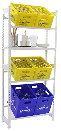 PROREGAL Getränkekistenregal Big Camel mit Ablagefläche | Weiß | 6 Kisten | HxBxT 180x80x30cm | Kistenregal Getränkeregal Wasserkistenregal Bierkistenregal