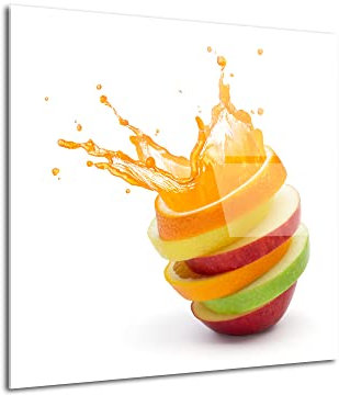 DECLINA – Tableau Mural Tranche de Fruits – Art Mural Cuisine Gourmande – Impression Sur Verre Acrylique HD – 30x30cm – Atelier Français