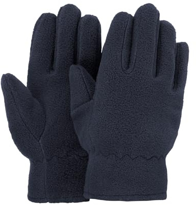 Adventure Togs Kids Gloves - Micro Fleece Thermal Material, Toddler, Unisex, Girls or Boys School Wear Navy 5-7 Years