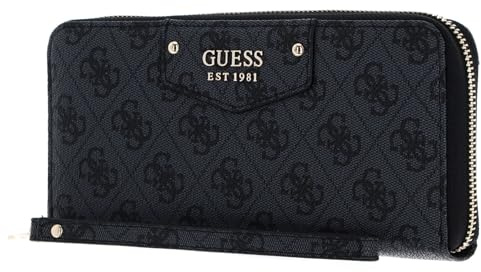 Guess Eco Brenton SLG LRG Zip Around - Logo Charbon - Femme, Logo Charbon, One_Size, Western