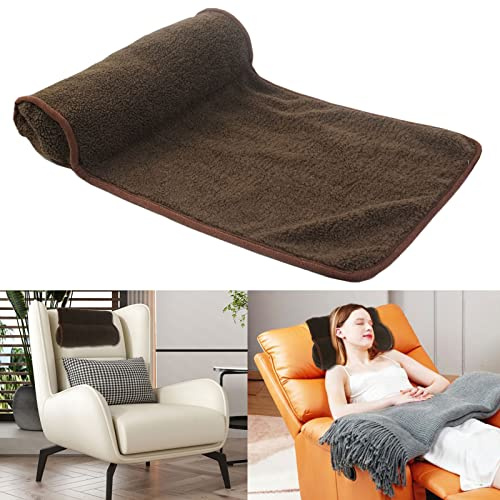 S-SNAIL-OO Neck Pillow for Recliner (22x14in) Adjustable Wool Neck Roll, Non-Slip Headrest Sofa Cushion Travel Pillow for Neck and Head Support (Brown)
