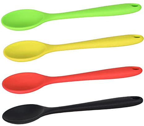 Zimoer 6 Cucchiaio Silicone di Miscelazione,Cucchiaio per Cucina,Cucchiaio da Cucina Antiaderente,Cucchiaio di Silicone per Mescolare Lungo,Cucchiaio di Silicone per Mescolare Lungo