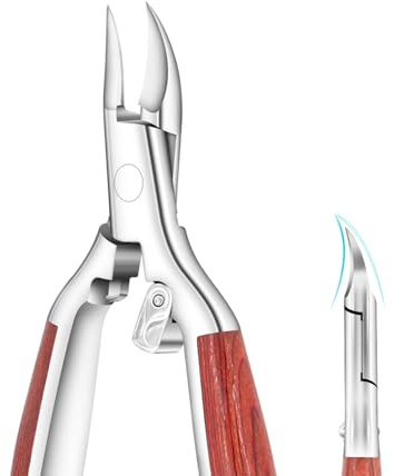 Toenail Clipper for Thick or Ingrown Nails,Heavy Duty Nail Clipper Cutter for Fingernails Toenails,Podiatrist Toenail Nipper Grooming Tool,Sharp Blade Safety Knock,Wooden Handle