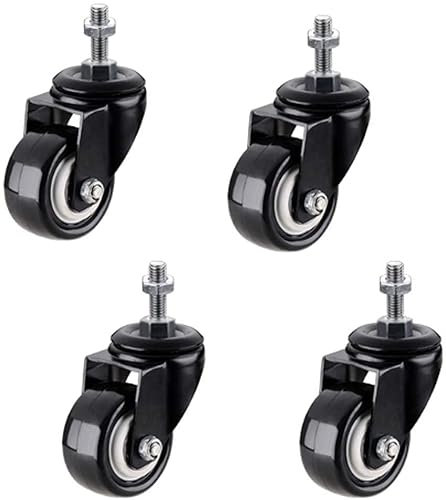Langlebige Universalräder, 4 Stück, Lenkrollen mit Bremsschaft, M8/M10, schwenkbare PVC-Lenkrollen mit Mutternsicherung, Ersatz für Industrierollen mit Gewindeschaft, für Spind, Schreibtisch (M10, U