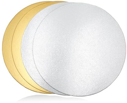 Cake Board - Base para tartas (4 unidades, 2 mm de diámetro, 20 cm, redonda), reutilizable, para transportar pasteles y tartas
