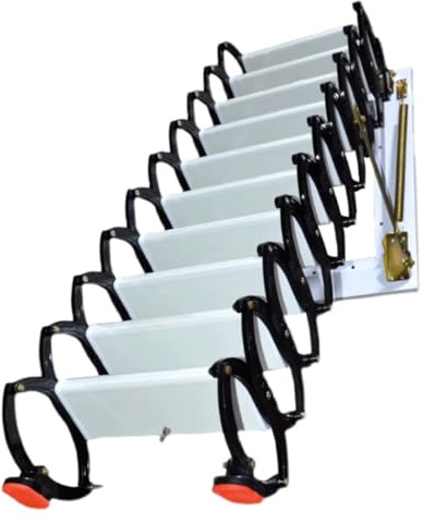DOUKI Space Saving Outdoor Folding Attic Stairs Portable Wall Mounted Telescopic Stairs Folding Staircase for Patio Wall