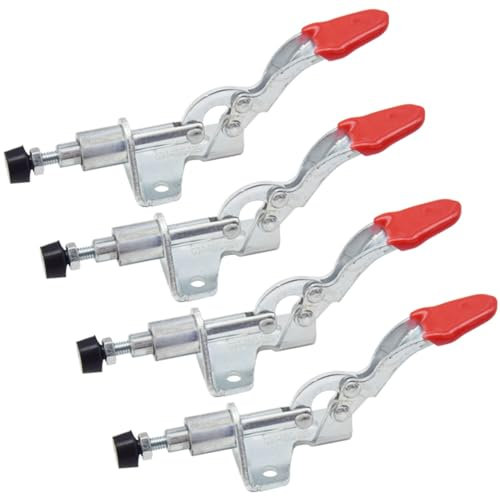 CEEYSEE 4 Stück Kniehebelspanner GH-301-AM Schnellspanner Kippklemme 50 kg Haltekraft Push Pull Action Knebelklemmen Quick Release Toggle Clamps für Maschinenbetrieb, Zimmerei （GH-301-AM）