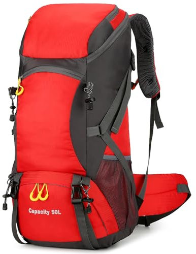 jianyana Wanderrucksack 50L Trekkingrucksack Regenhülle Reiserucksack Wasserdichter Campingrucksack für Wandern Camping Bergsteigen Reisen Sport Herren Damen