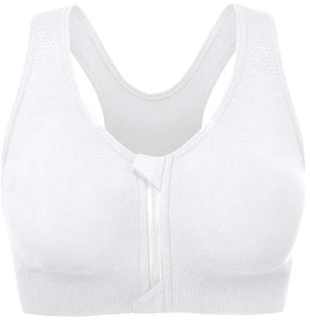 Graviar Sports Bra Front Zip Post Surgery Bra Removable Pads Women Running Yoga Tank Workout Top