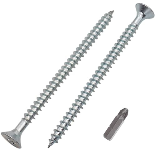 SKIR'CO (15 pcs) Zinc Plated Steel 6.0 x 90 mm Wood Screws, Pozidriv Countersunk Head, Chipboard Screws, PZ Head Screws