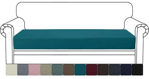 YSTELLAA Copriseduta Divano Elasticizzato, Copricuscino Divano Universale, Fodera Cuscino Seduta Antiscivolo, Lavabile, Super Morbido, 3 Posti, Verde Scuro
