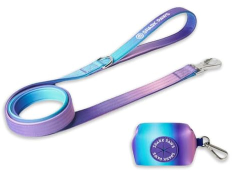 Spark Paws Premium Hundeleine und Kotbeutel-Set, robuster Haken aus Legierung für stark ziehende Rassen, bequem, langlebig und sicher - 90's Retro