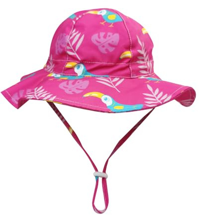 Volicph Baby sommarhatt flicka solhatt småbarn strandhatt baby bucket hat UPF 50 för baby flicka spädbarn barn småbarn, B-Rose Red Forest Bird, 6-12 månader