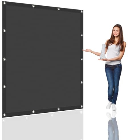 Garden Screening 3.1 x 3.2 m(10.2 x 10.5ft) Waterproof Privacy Screen Garden with Free Rope UV Block Weather-Resistant with Grommets Pes Sun Shades Outdoor Garden Patio Party, Dark Grey