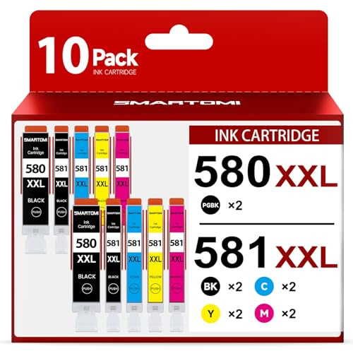 PGI-580 CLI-581 XXL Kompatibel für Canon Druckerpatronen 580 581 | für Pixma TR8550 TR7650 TR7550 TR7500 TS705 TS705a TS6350 TS6350a TS9550 TS6250 TS8250 (10er-Pack)