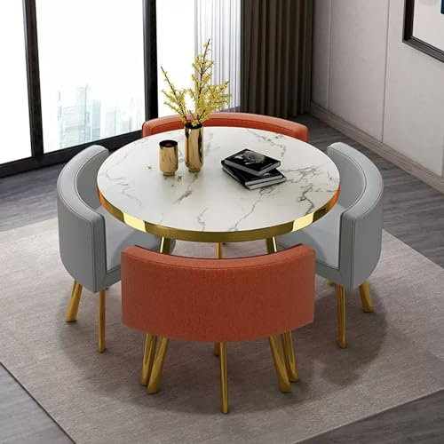 WRYsqbhjyb Runder Esstisch für 4 Personen, Runder Tisch, Platzsparender und Schöner Lässiger Couchtisch für Wohnzimmer, Esszimmer, Empfangsraum (Color : D)