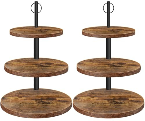 OugeWood Cupcake Stand, 3 Tier Cake Stands Rustic Dessert Table Display Set Wood Cupcake Tower Cake Stand Tiered Tray Stand for Wedding Birthday Baby Shower 2 Pack