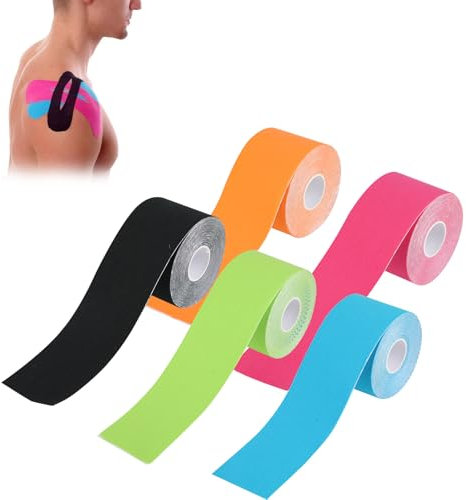 Kinesio Tape 5 Rotolo - Tape Sportivo - Tape Kinesiologico - Nastro Kinesiologico - Benda Elastica - Taping Neuromuscolare (5cm * 5m)
