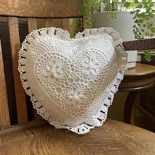 MODERN HEIRLOOM Embroidered and LACE 2-PC Pillow Decorative Pillow Set, 12 inches, Agnes White 12 2 Count