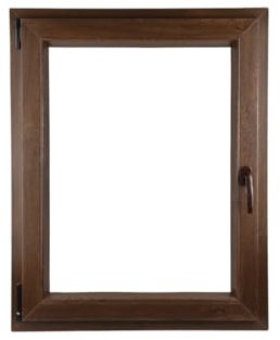 ALUCON Fenster 600x800 mm – Kunststofffenster 60x80 cm – Flügelfenster Innen Nussbaum/Außen Nussbaum – DIN Links