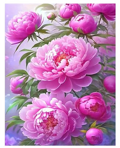 DCIDBEI Diamantgemälde für Erwachsene, Pfingstrose, 40 x 50 cm – Stickerei Blume des Lebens Strass – Bild Reichtum Glück Schönheit