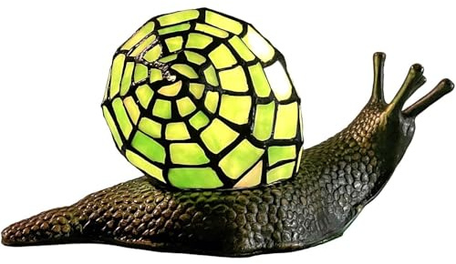 Bieye L30964 Lampada da tavolo in vetro colorato Land Snail per la decorazione della casa (verde, 10 P x 5L x 5A)