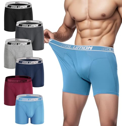 IGOLUMON Bamboo Mens Boxers Shorts Multipack Soft Comfortable 6 Pack Mens Underwear Trunks Briefs with Open Fly - No Itchy Labels - Moisture Wicking