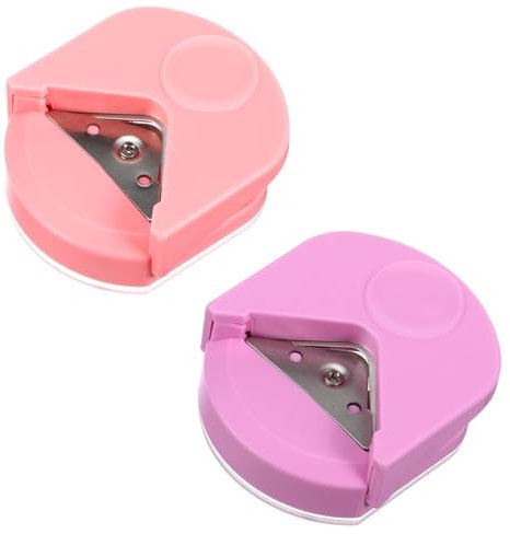 AOZUO 2 Stück Eckenrunder, Tragbarer Mini Eckenstanzer Set Professioneller Radiusschneider Ecke Papierstanzer Eckenrunder für Scrapbooking Foto Karten Papier Basteln(Rosa + Lila)