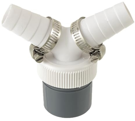 HUAREW Abfluss Waschmaschine Doppelanschluss Y-Adapter | Für den Geschirrspüler, Trockner, Waschmaschine mit Eingangsstutzen von 18-24 mm und Abgang 40mm Rohr mit Schlauchschelle