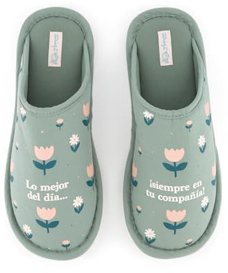 Mr.Wonderful - Zapatillas para Casa T 36-38 - Lo mejor del día... ¡siempre en tu compañía! - Regalo Día de la Madre - Zapatillas de andar por casa para mujer, con mensaje
