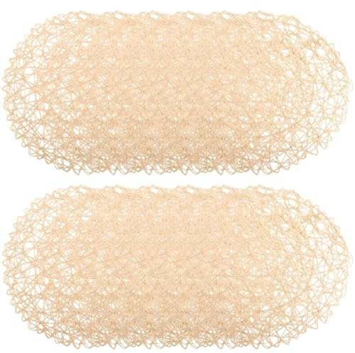 Remingtape 12 Pezzi Tovagliette Tonde Intrecciate in Carta Antiscivolo Tovagliette Termiche per Tavoli da Pranzo Tovagliette per Interni Ed Esterni Beige