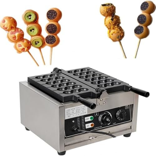 Bubble Waffle Ball Maker - Nonstick Waffle Iron with 6-Grid Design, Stainless Steel Construction, 1400W Power - Commercial Electric Use, Perfect for Belgium Waffle Balls