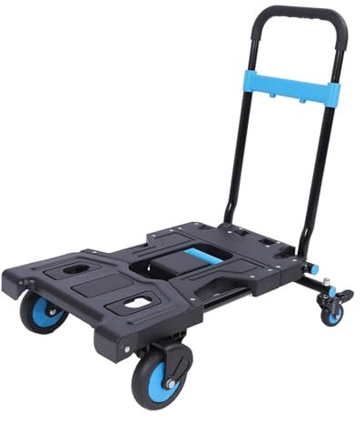 Carrello a Mano 2 in 1 Pieghevole, capacità di 330 Libbre Carrello a Mano Pieghevole Portatile con Manico e Ruote Retrattili, Pesanti e Versatili per i Bagagli in Movimento per Viaggi Aeroportuali