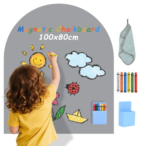 Tableau magnétique pour enfants Trsaow, tableau mural autocollant en forme d'arche aux couleurs pastel (gris)