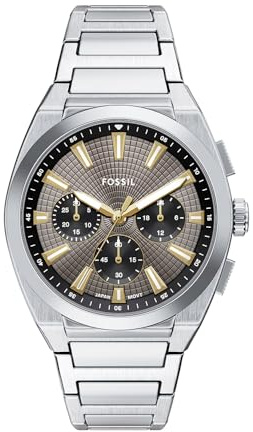 Fossil Everett Herrenuhr, Quarz-Chronographenwerk mit Edelstahl- oder Lederarmband