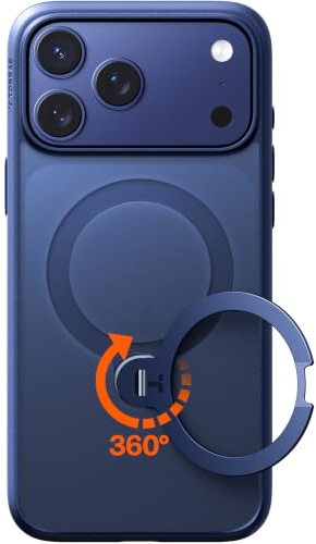 TORRAS Q3 Spin für iPhone 17 Pro Max Hülle 360°für MagSafe Ständer, Blau | 360°Standring,18N für MagSafe,3,66 m Militär-Fallschutz, Kamera- & Tastenschutz, Premium-Haptik für Business & Entertainment