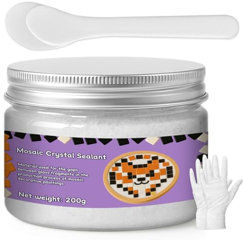 1DFAUL 200g Mosaic Crystal Grout for Crafts, Mosaics Tile Tools, High Color Contrast, Direct caulking, Suitable for Mosaic Tiles, DIY Craft Projects (White)