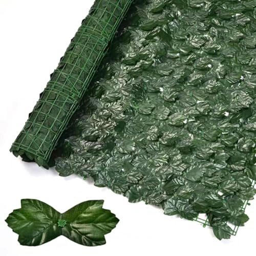 Rotolo di edera artificiale per recinzione, protezione dai raggi UV, con foglie finte, per esterni e interni, decorazione per giardino, balcone, patio, 100 x 300 cm