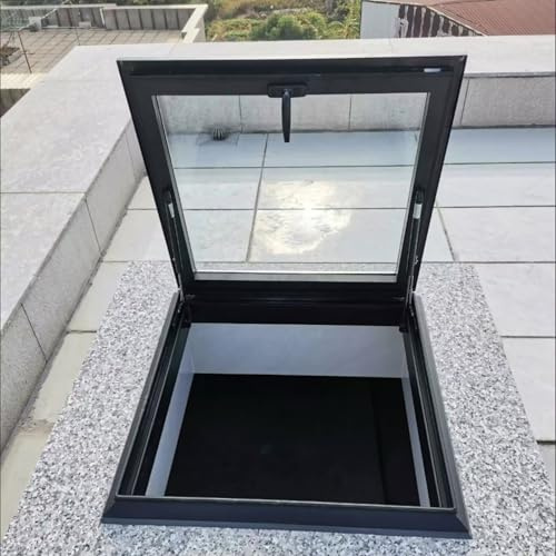Toit Fenêtre De Toit Fenêtres,Couvertures De Puits De Lumière De Toit Personnalisables Pour Le Toit Incliné Et Plat,Cadre Double En Verre Trempé/Aluminium(LxW 95x70cm/37.4x27.6in)