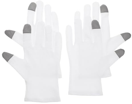 NOLITOY Guanti Idratanti per Dormire in Cotone Funzione Touchscreen, 2 Paia Morbidi e Traspiranti per Mani Secche e Cura Notturna