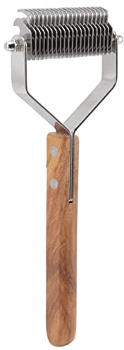 Generic Râteau à Sous-poil pour Animaux de Compagnie, Brosse de Démêlage pour Chien, Manche en Bois pour le Toilettage du Chat