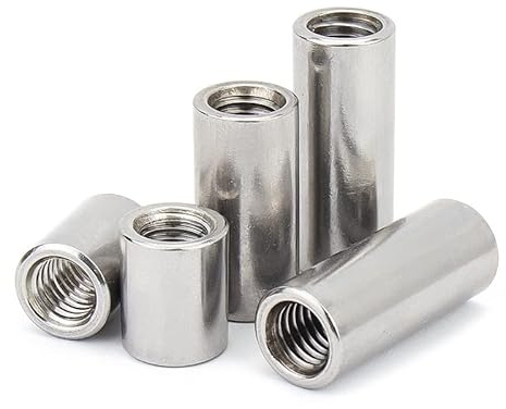 10-teiliges Set zylindrischer Verbindungsmuttern – M3 M4 M5 M6 M8 – Kupplungsmuttern aus Edelstahl 304 for Rohrverbindungen(M5x8x8)