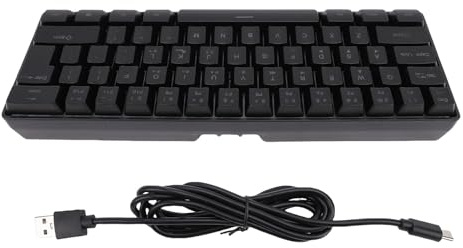 Hominas Clavier de Jeu sans Fil RVB rétroéclairé 61 Touches Rechargeables 2,4 G Clavier mécanique sans Fil avec Mode Veille pour PC Portable Gamer ABS Design Compact