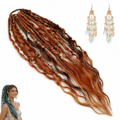 Extensiones De Cabello, Extension Elastica Per Coda Di Cavallo Dread, 22 Extension Per Capelli Boho Dreadlock Con Perline, Coda Di Cavallo Intrecciata A Mano Naturale, Per Cosplay(E)