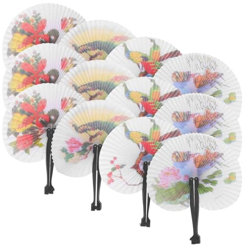 Alasum Ventagli Carta Pieghevoli Rotondi 20 Pezzi, Leggeri con Manico in Plastica, Decorativi e Facili da Aprire per Feste e Viaggi Estivi Stili Multipli