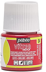 PEBEO - Vernice Trasparente per Vetro Vitrea 160°C - Rosso Peperoncino - 45 ML