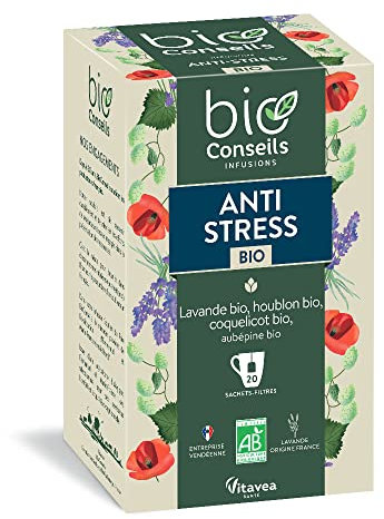 BioConseils - Infusion bio anti-stress - Lavande houblon coquelicot aubépine - 20 sachets