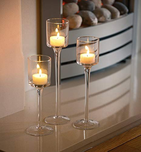 Artis Set of 3 Elegant Tea Light Glass Candle Holders Wedding Table Centrepiece