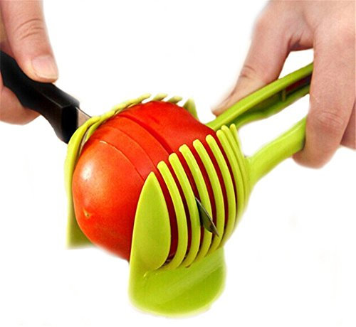 New-Silk Road Kitchen Handy Tomato Fruit Cucumber Vegetable salad Slicer Cutter Potato Onions Holder with Handle - Green